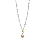 Darya Shell Necklace 18k Gold Plated, Blue Jade, Cubic Zirconia