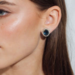 Diana Stud Earrings 18k Gold Plated, Glass Stones