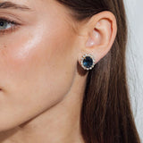 Diana Stud Earrings 18k Gold Plated, Glass Stones