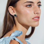 Diana Stud Earrings 18k Gold Plated, Glass Stones