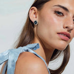 Diana Stud Earrings 18k Gold Plated, Glass Stones