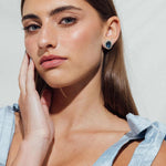 Diana Stud Earrings 18k Gold Plated, Glass Stones
