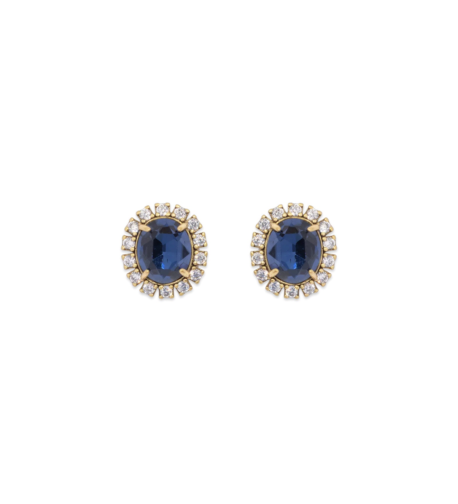 Diana Stud Earrings 18k Gold Plated, Glass Stones