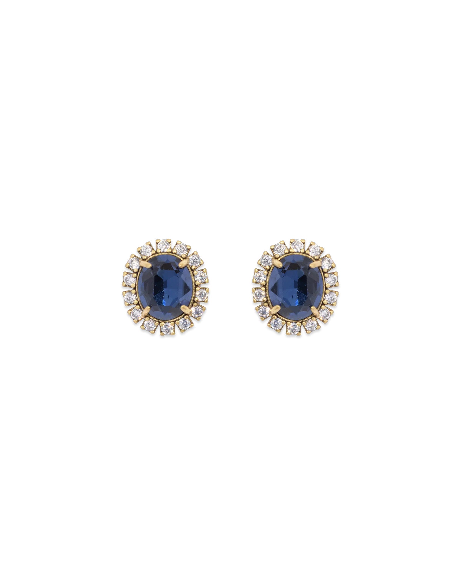 Diana Stud Earrings 18k Gold Plated, Glass Stones