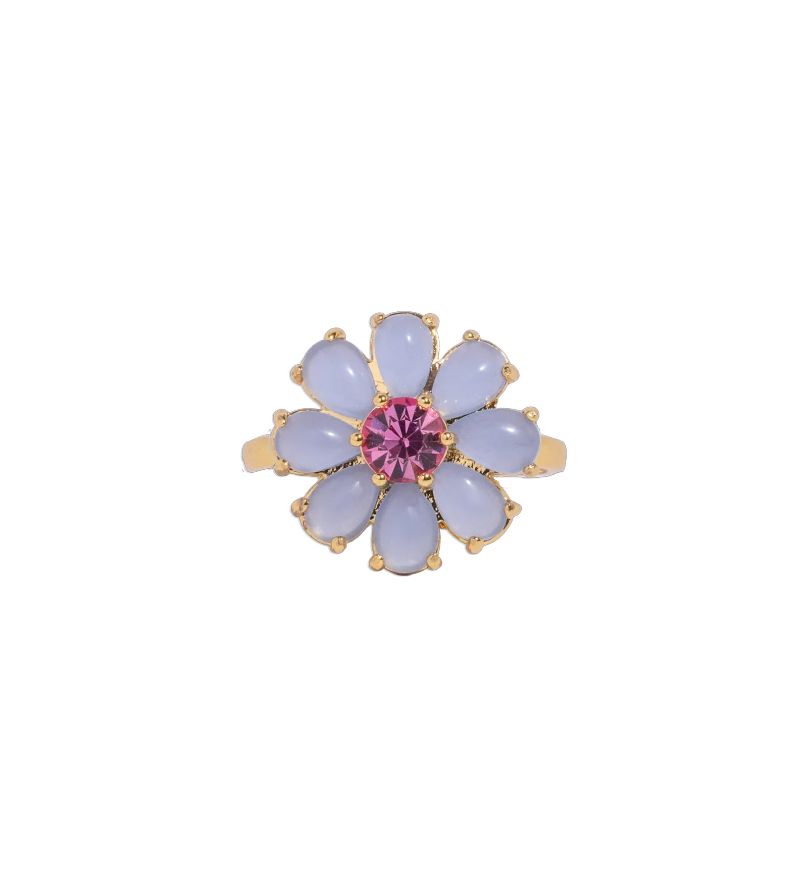 Emeline Flower Ring 18k Gold Plated, Glass Stones / 6