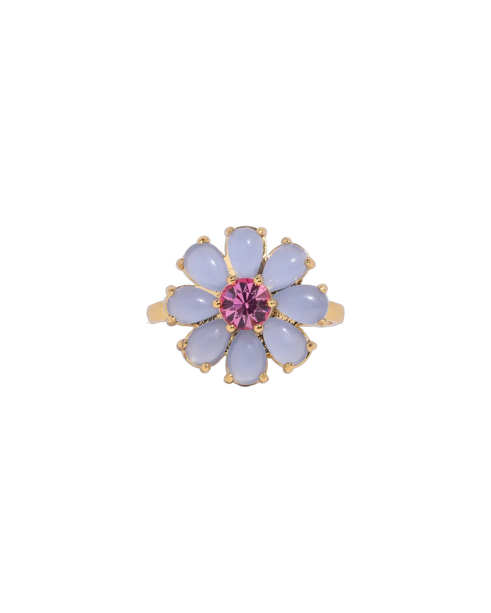 Emeline Flower Ring 18k Gold Plated, Glass Stones / 6