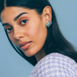 Emeline Flower Studs 18k Gold Plated, Glass Stones
