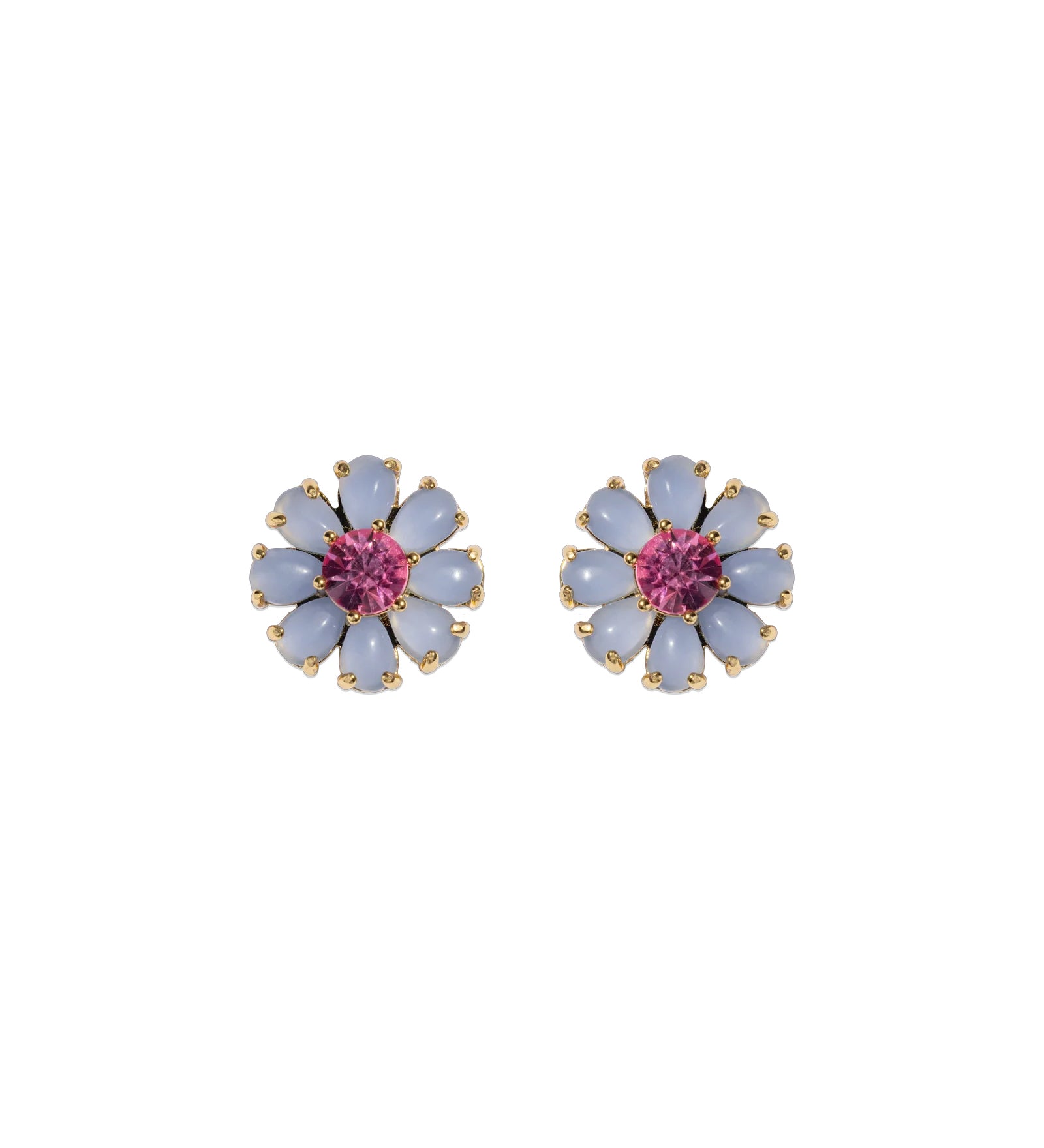 Emeline Flower Studs 18k Gold Plated, Glass Stones