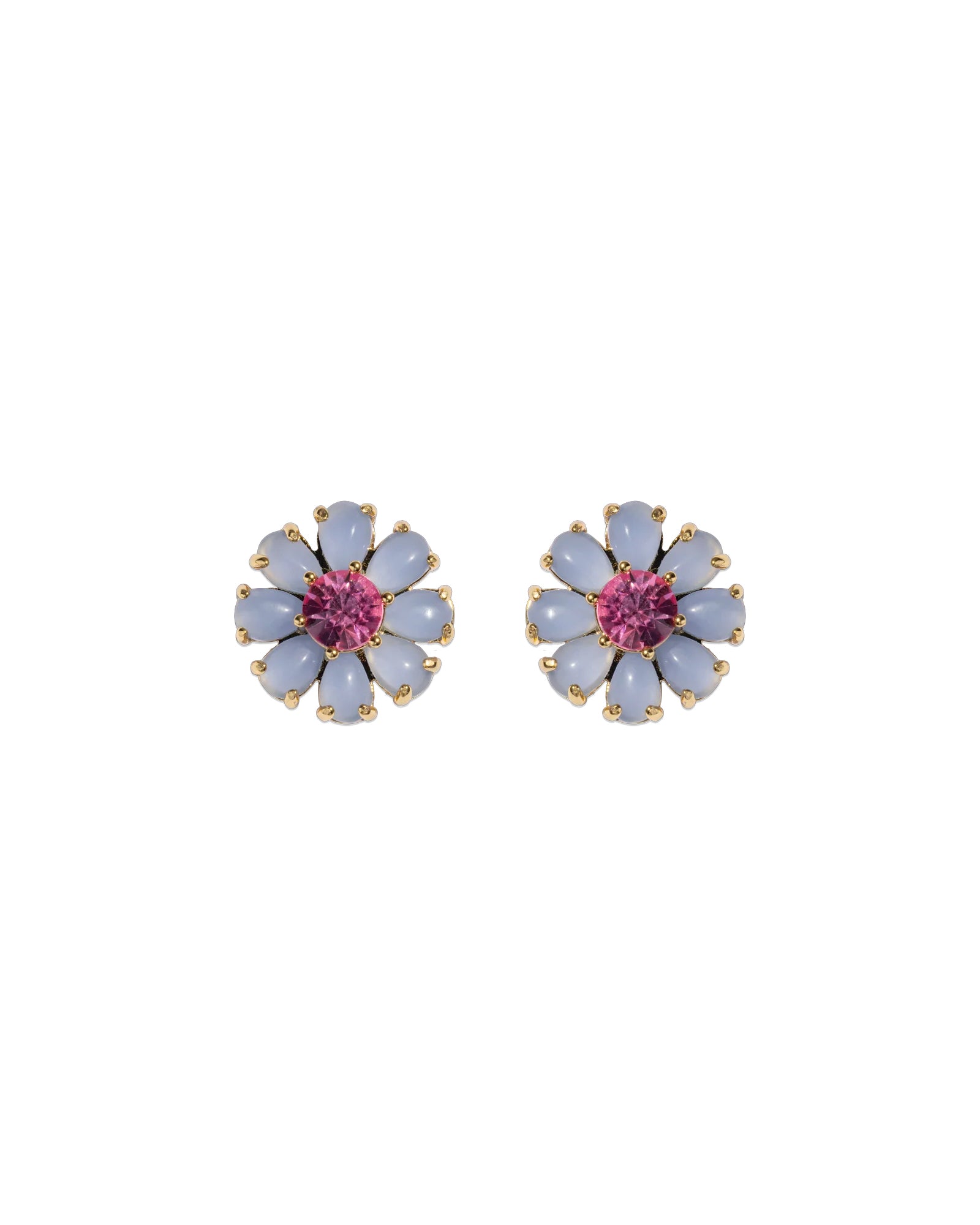 Emeline Flower Studs 18k Gold Plated, Glass Stones