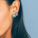 Emeline Flower Studs 18k Gold Plated, Glass Stones