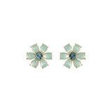 Emeline Flower Studs 18k Gold Plated, Glass Stones