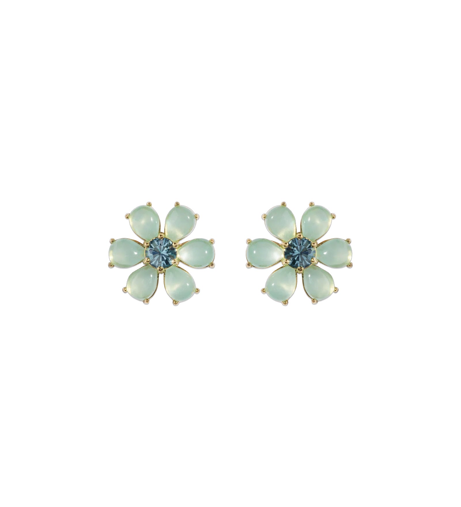 Emeline Flower Studs 18k Gold Plated, Glass Stones