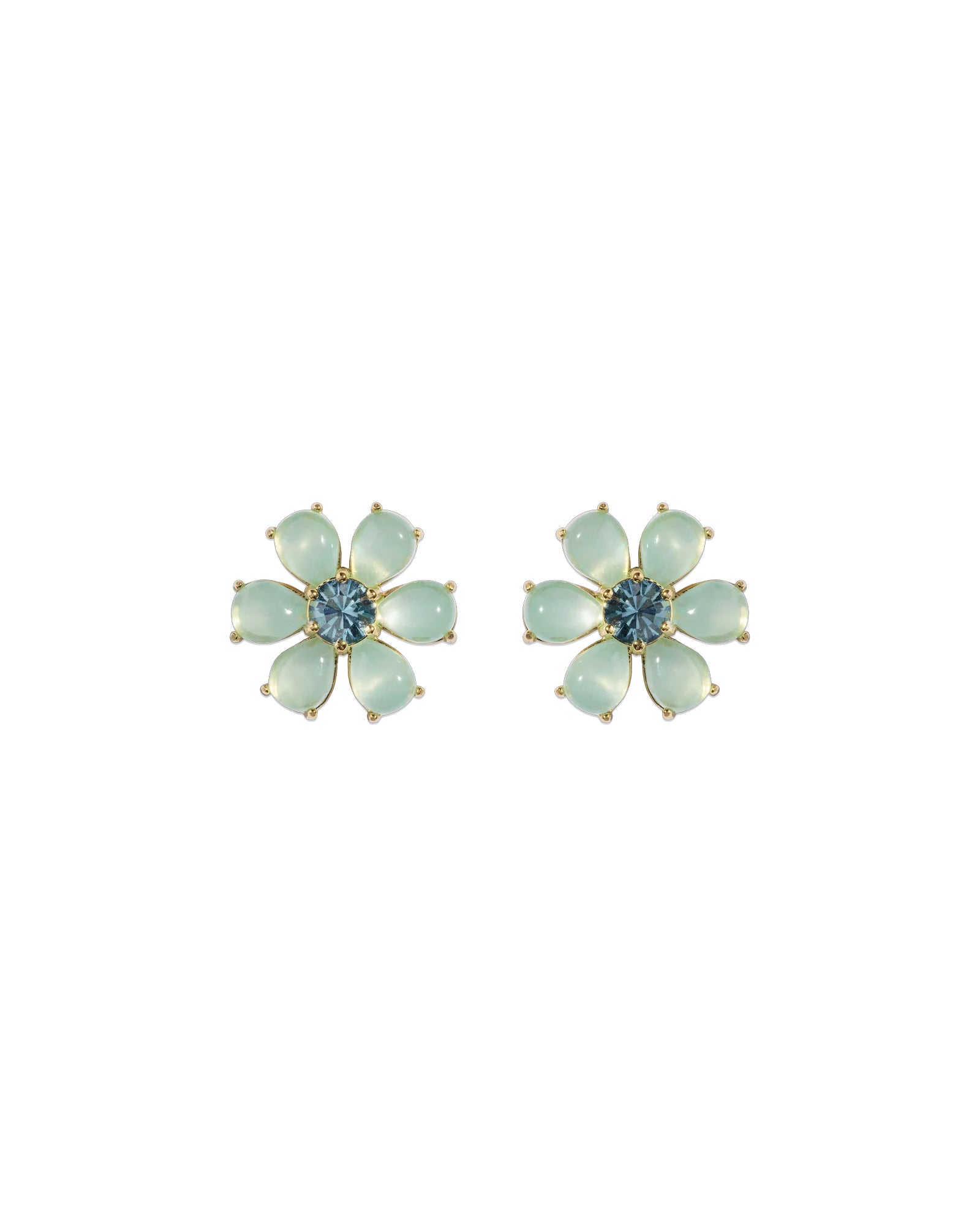 Emeline Flower Studs 18k Gold Plated, Glass Stones