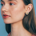 Emeline Flower Studs 18k Gold Plated, Glass Stones