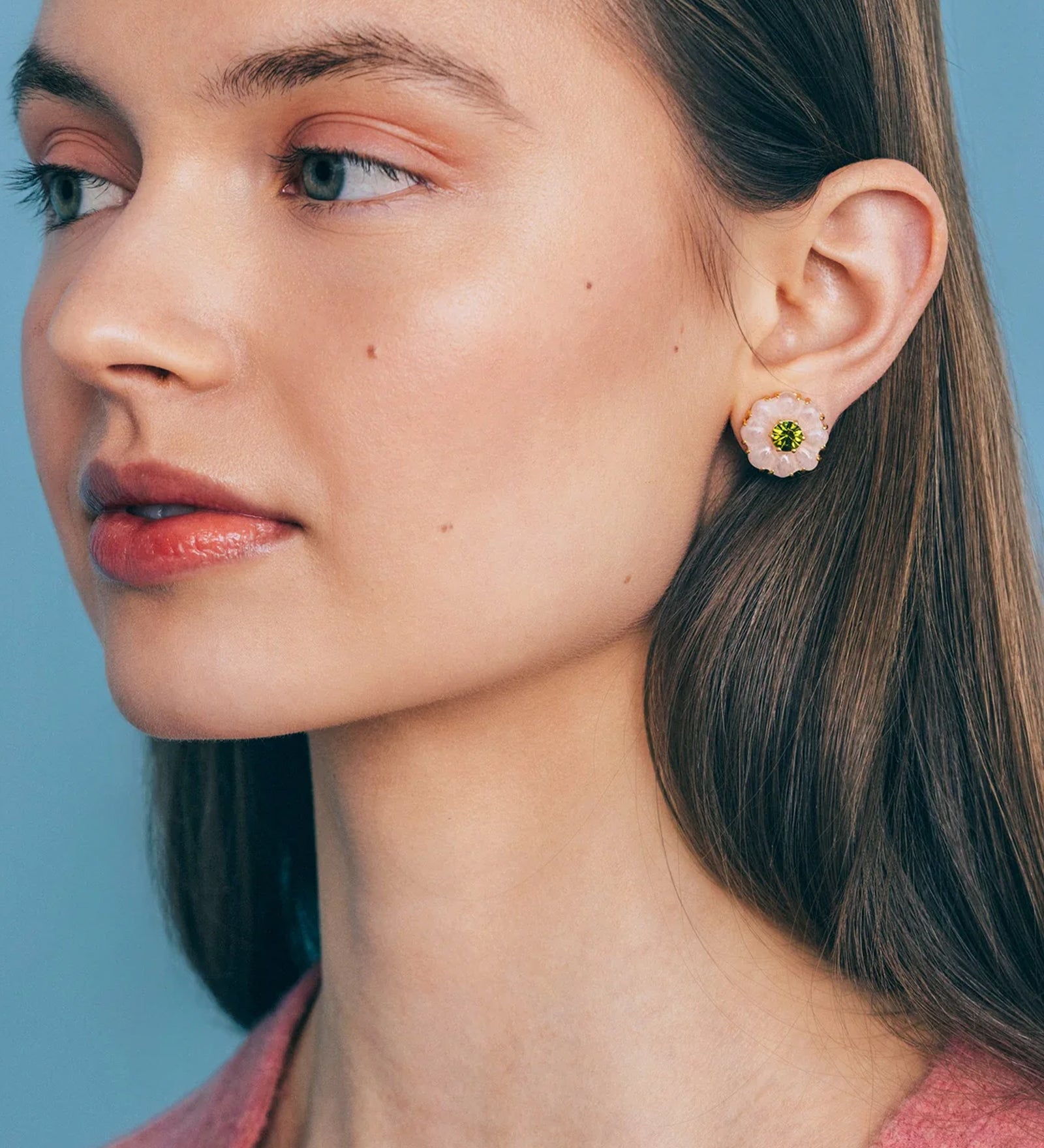 Emeline Flower Studs 18k Gold Plated, Glass Stones