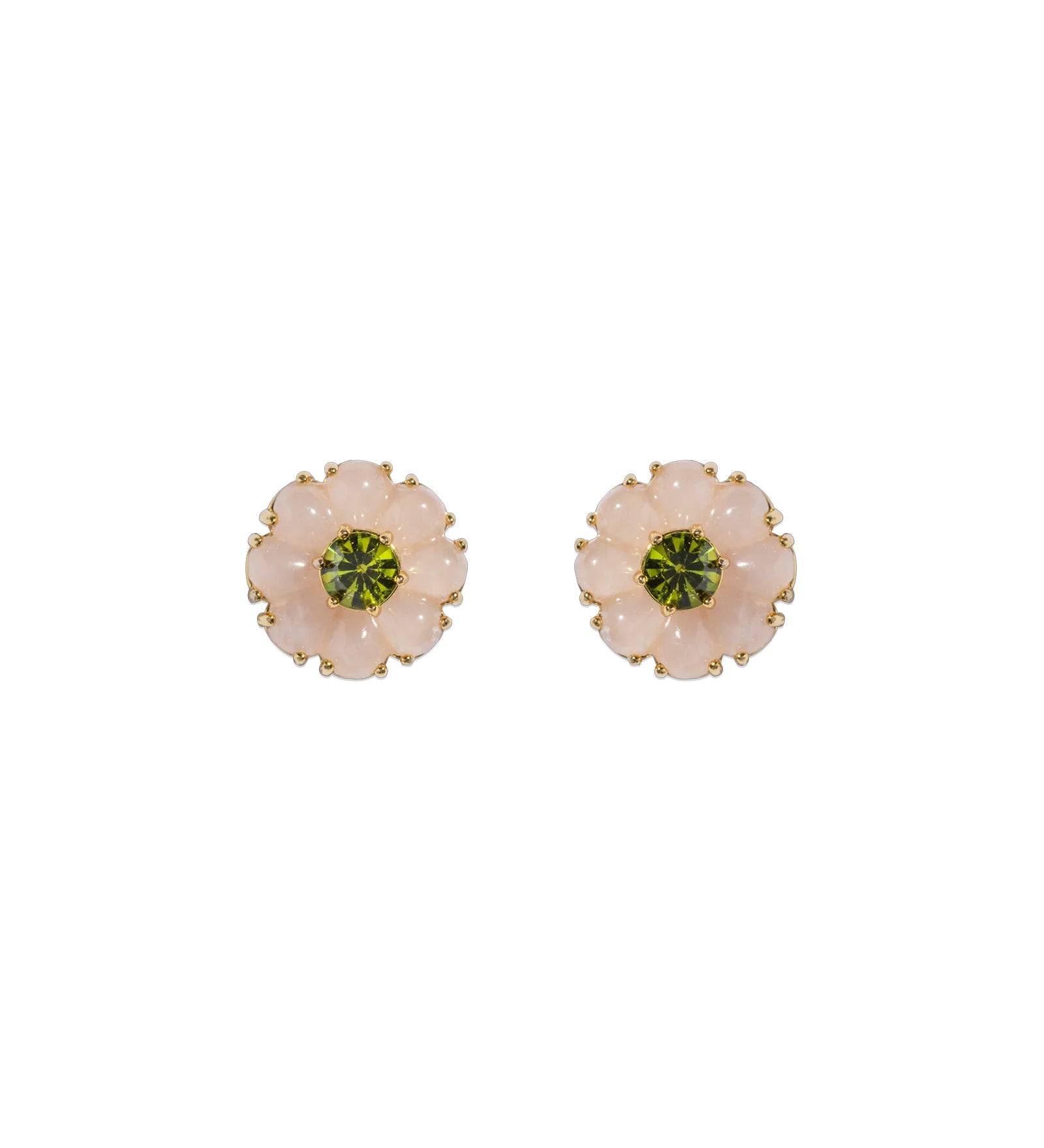 Emeline Flower Studs 18k Gold Plated, Glass Stones