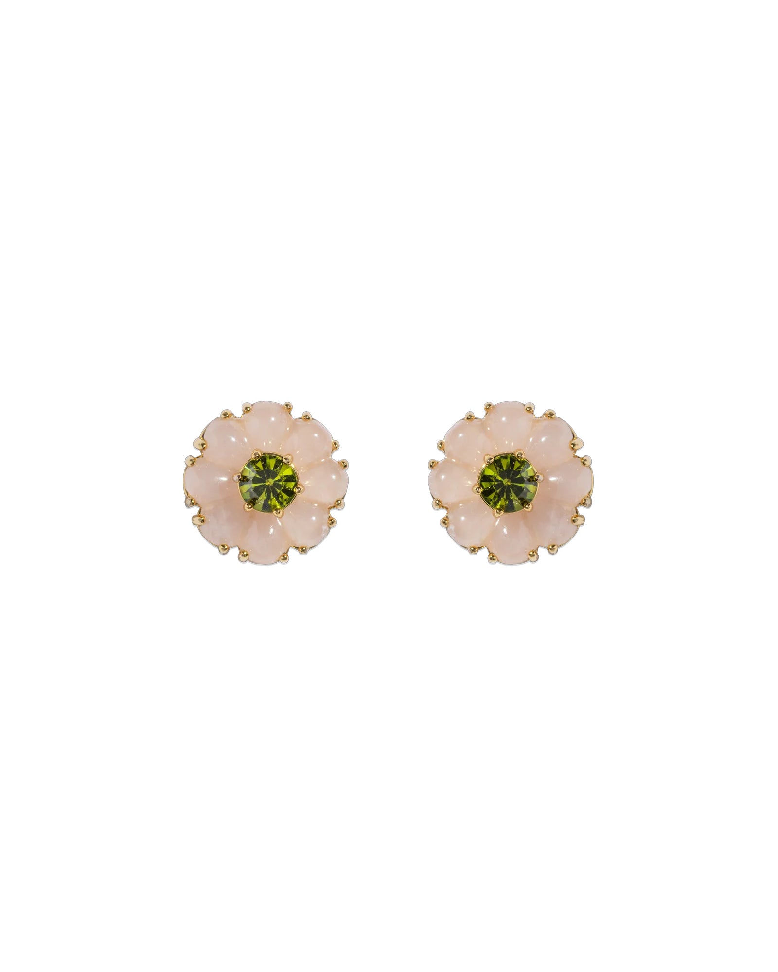 Emeline Flower Studs 18k Gold Plated, Glass Stones