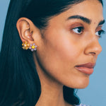 Emeline Flower Studs 18k Gold Plated, Glass Stones