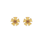 Emeline Flower Studs 18k Gold Plated, Glass Stones