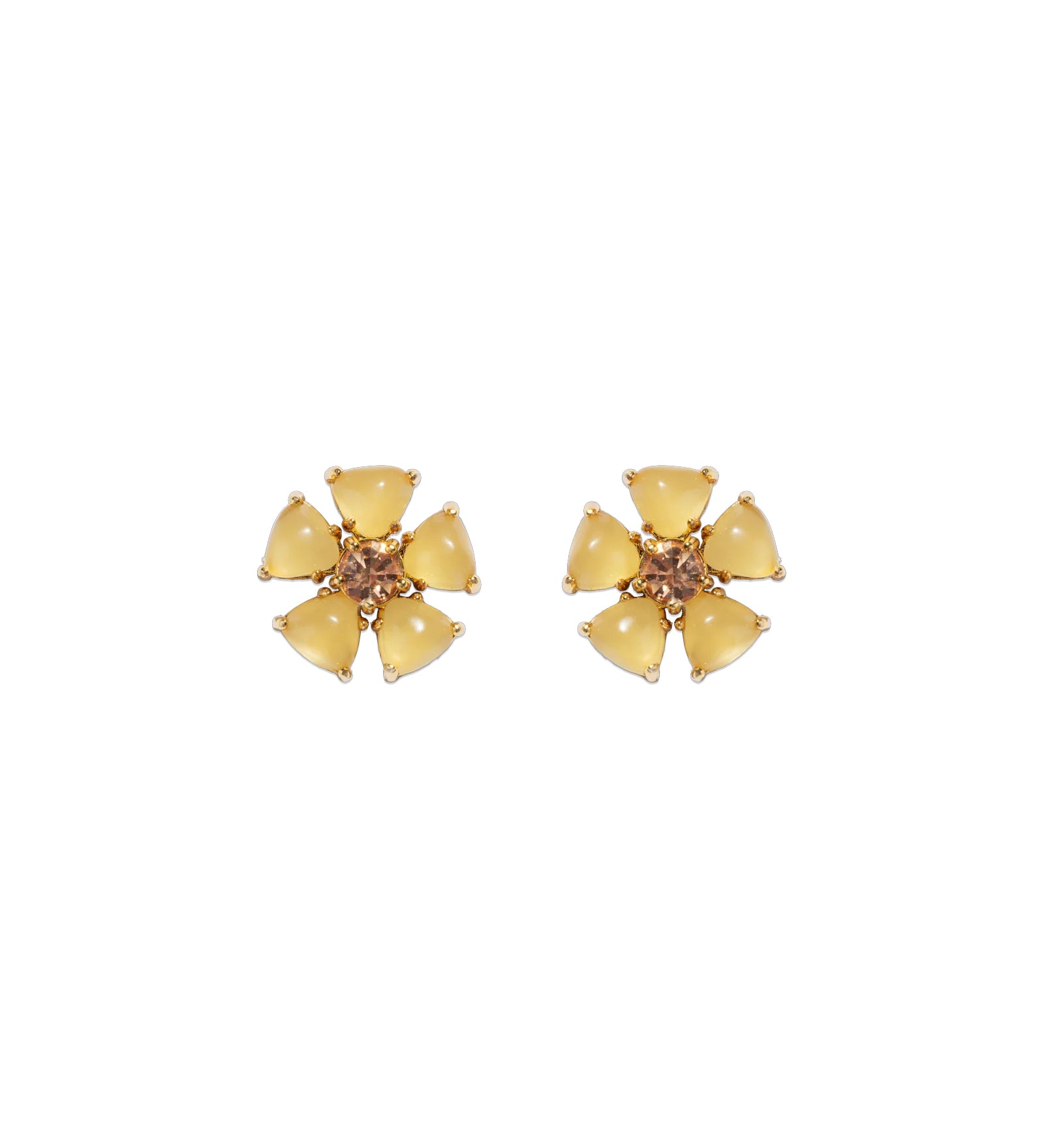 Emeline Flower Studs 18k Gold Plated, Glass Stones