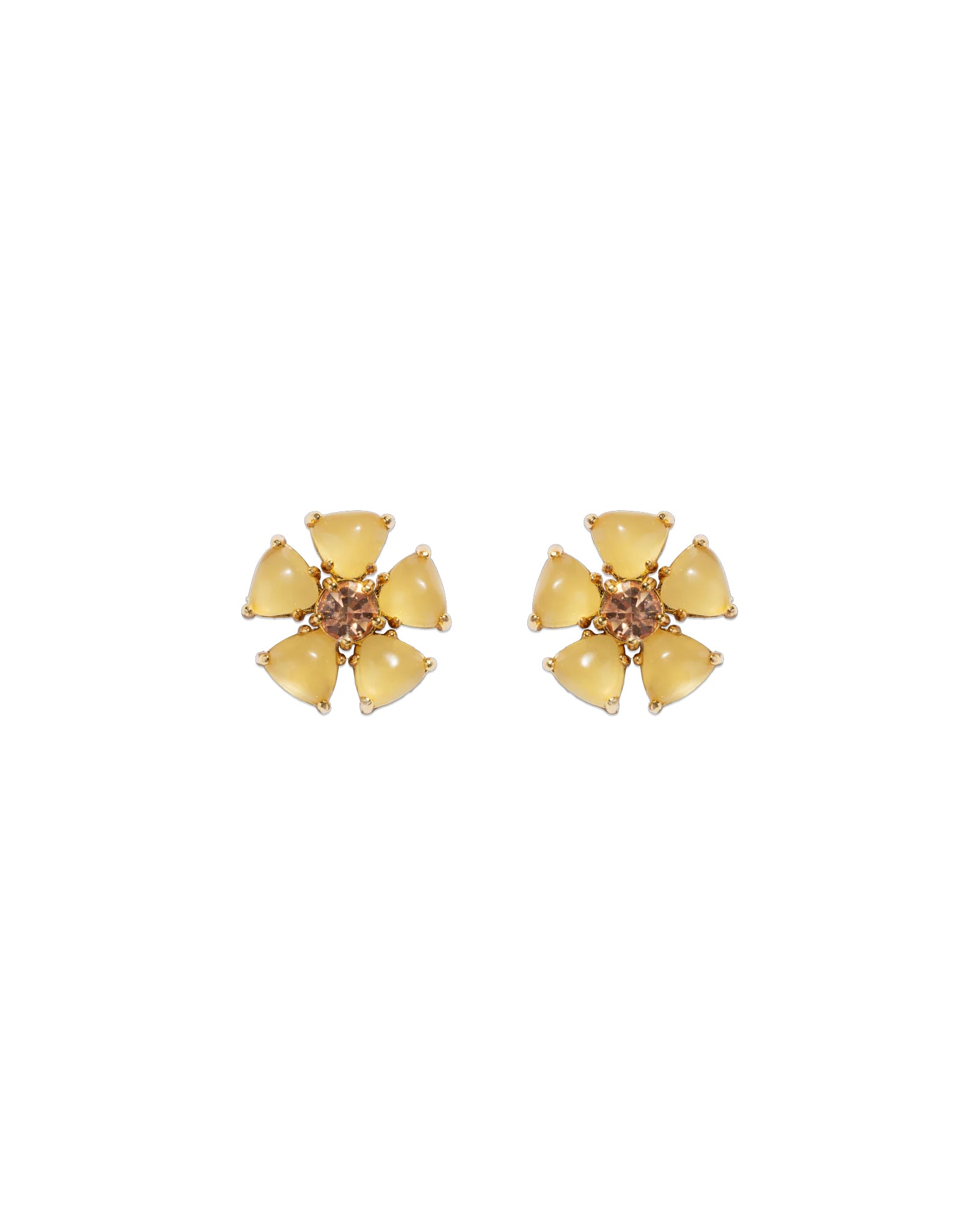 Emeline Flower Studs 18k Gold Plated, Glass Stones