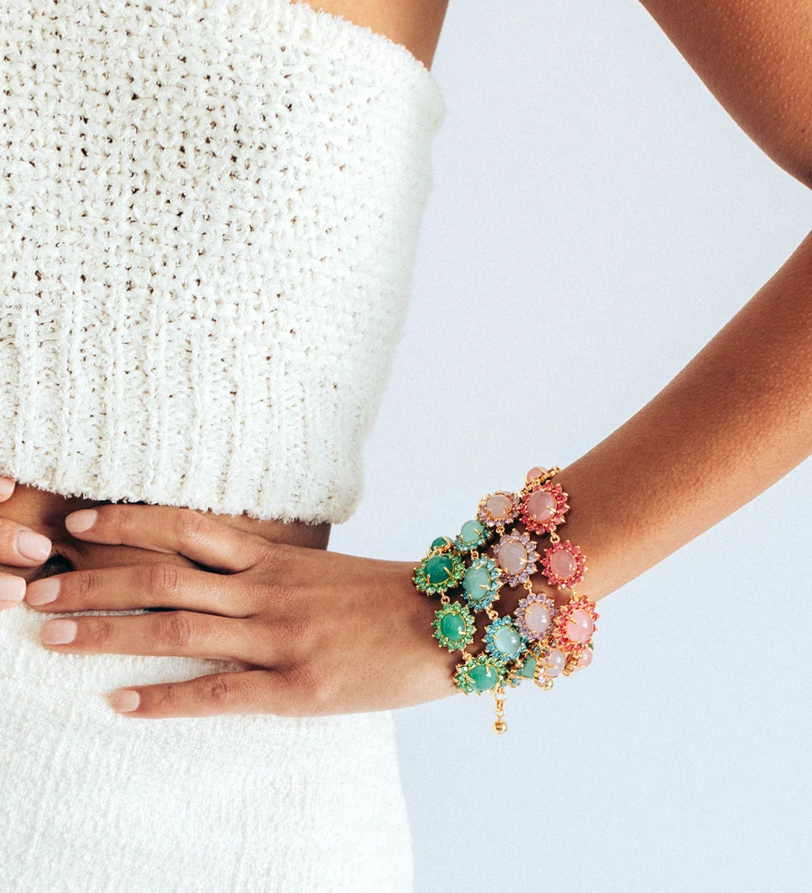 Georgie Bracelet 24k Gold Plated, Glass Stone, Acrylic Stone
