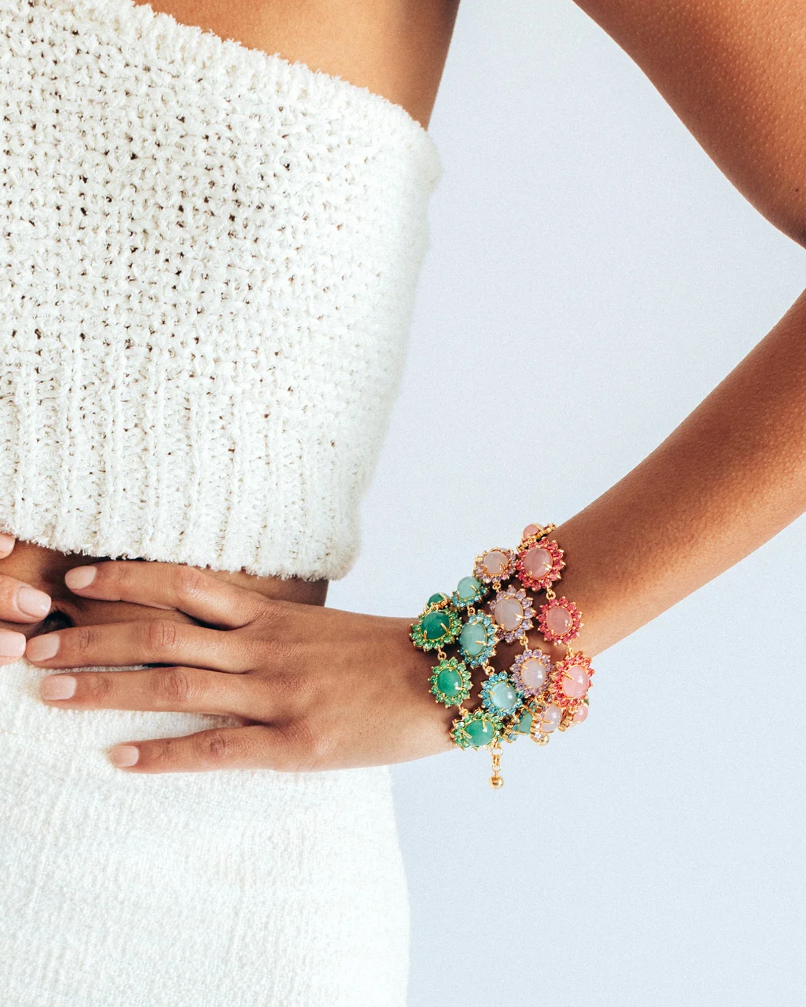 Georgie Bracelet 24k Gold Plated, Glass Stone, Acrylic Stone