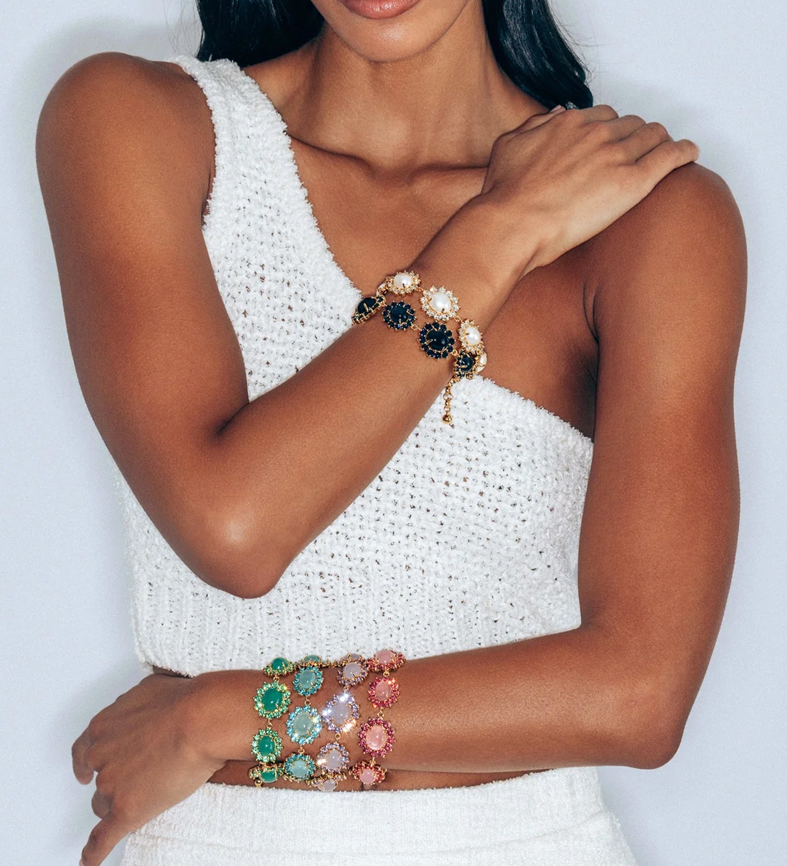 Georgie Bracelet 24k Gold Plated, Glass Stone, Acrylic Stone