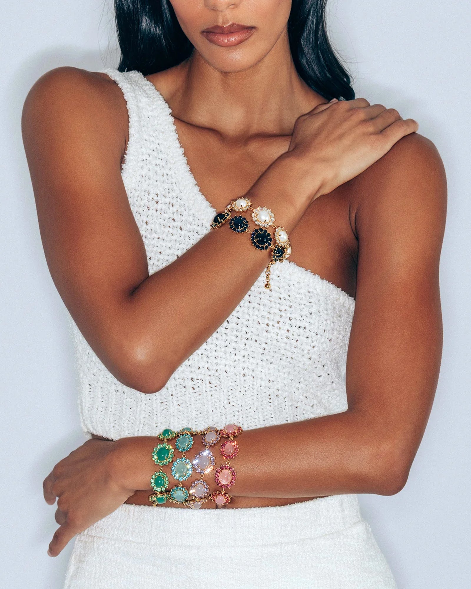 Georgie Bracelet 24k Gold Plated, Glass Stone, Acrylic Stone