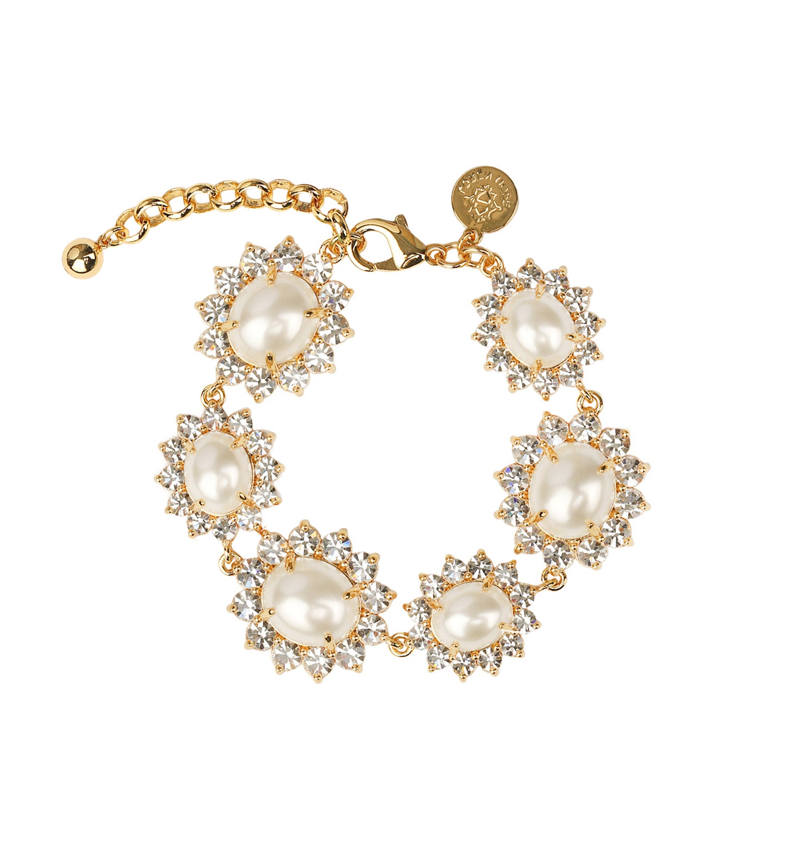 Georgie Bracelet 24k Gold Plated, Glass Pearl, Glass Stone