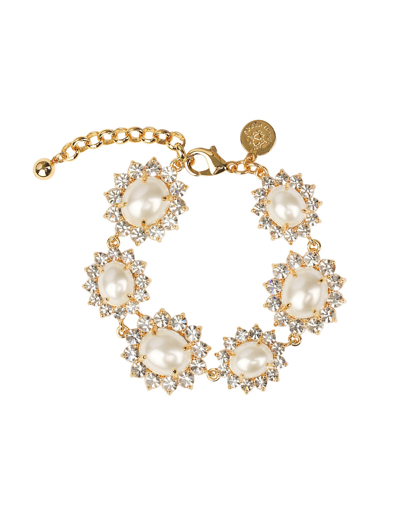 Georgie Bracelet 24k Gold Plated, Glass Pearl, Glass Stone
