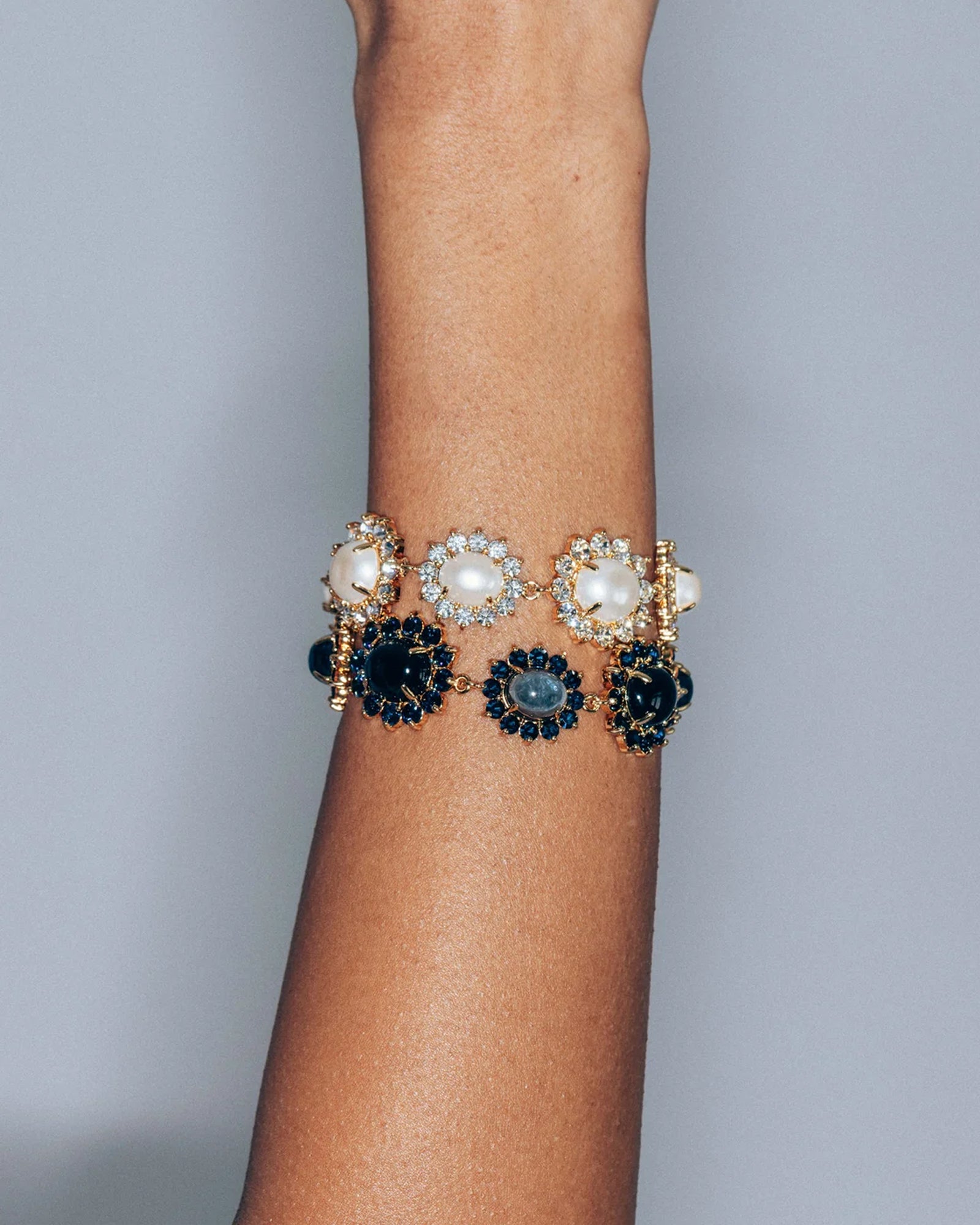 Georgie Bracelet 24k Gold Plated, Glass Pearl, Glass Stone