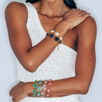 Georgie Bracelet 24k Gold Plated, Glass Pearl, Glass Stone