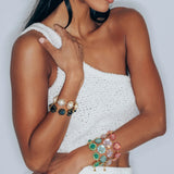 Georgie Bracelet 24k Gold Plated, Glass Pearl, Glass Stone