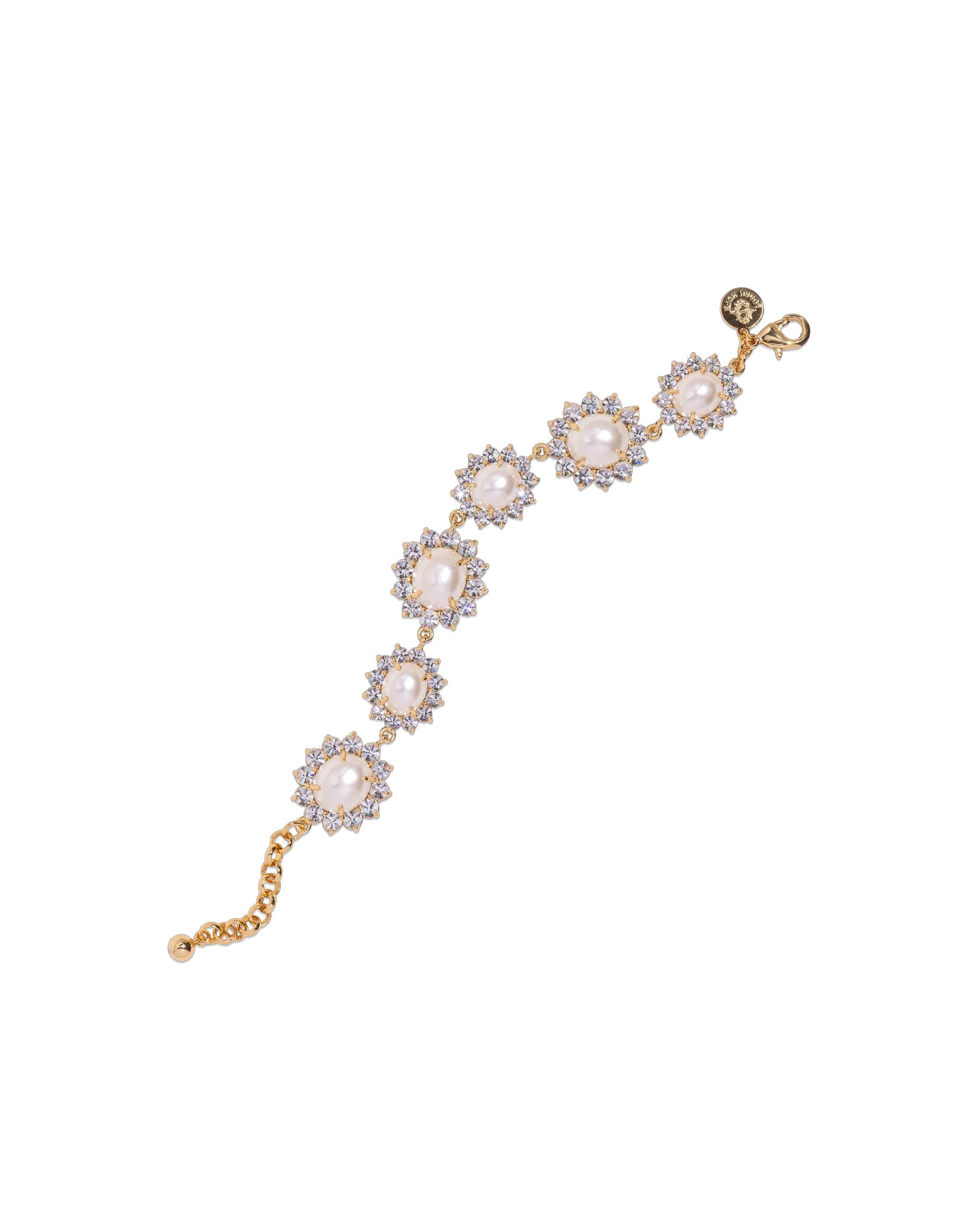 Georgie Bracelet 24k Gold Plated, Glass Pearl, Glass Stone