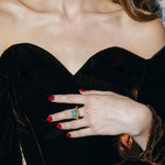 Georgie Ring 24k Gold Plated, Glass Stone, Acrylic Stone