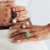 Georgie Ring 24k Gold Plated, Glass Stone, Acrylic Stone