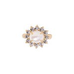 Georgie Ring 24k Gold Plated, Glass Pearls, Glass Stone