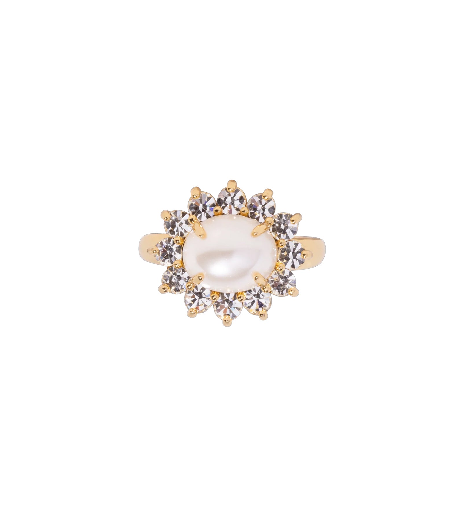 Georgie Ring 24k Gold Plated, Glass Pearls, Glass Stone