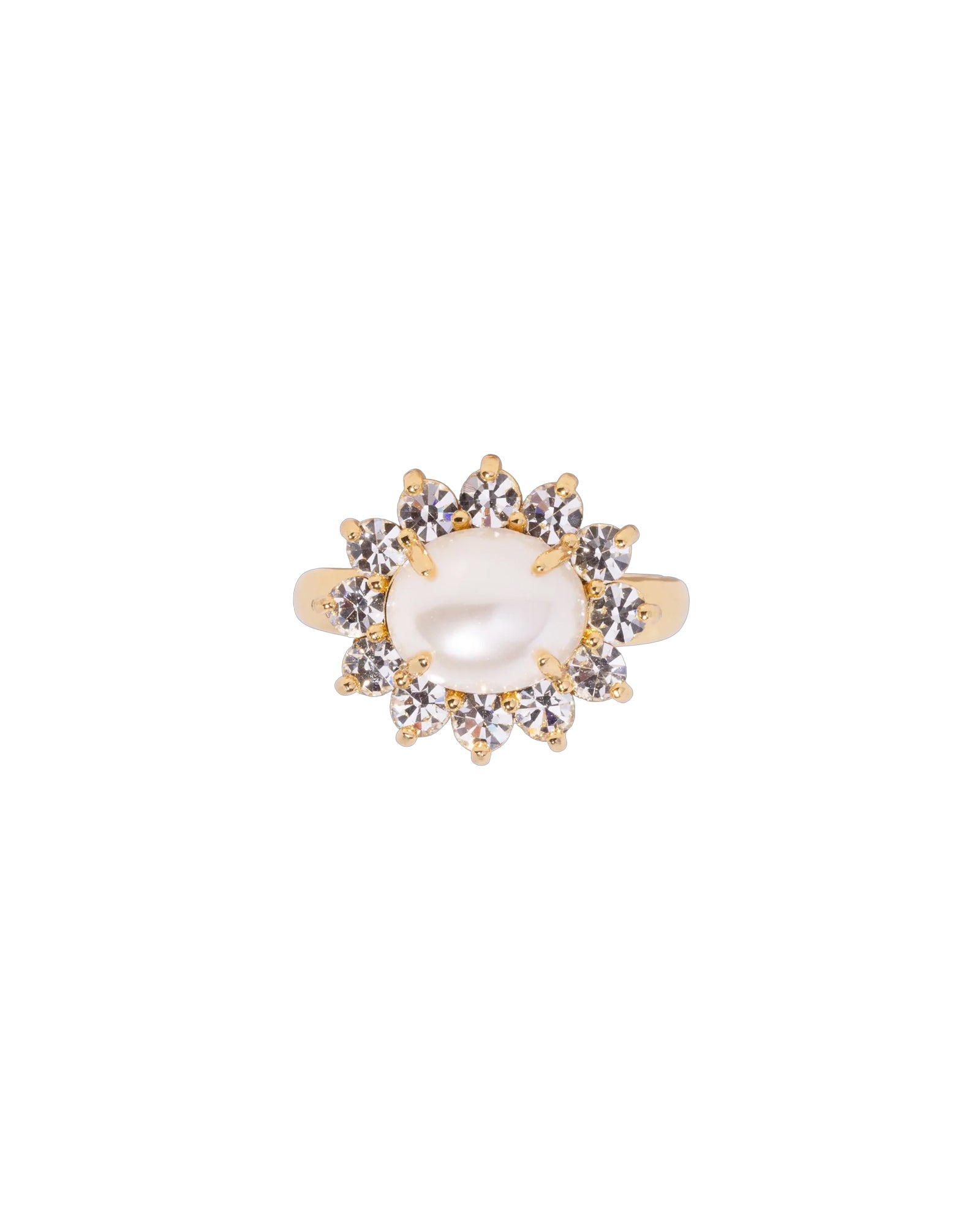 Georgie Ring 24k Gold Plated, Glass Pearls, Glass Stone