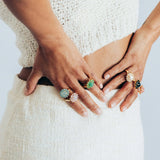 Georgie Ring 24k Gold Plated, Glass Stone, Acrylic Stone