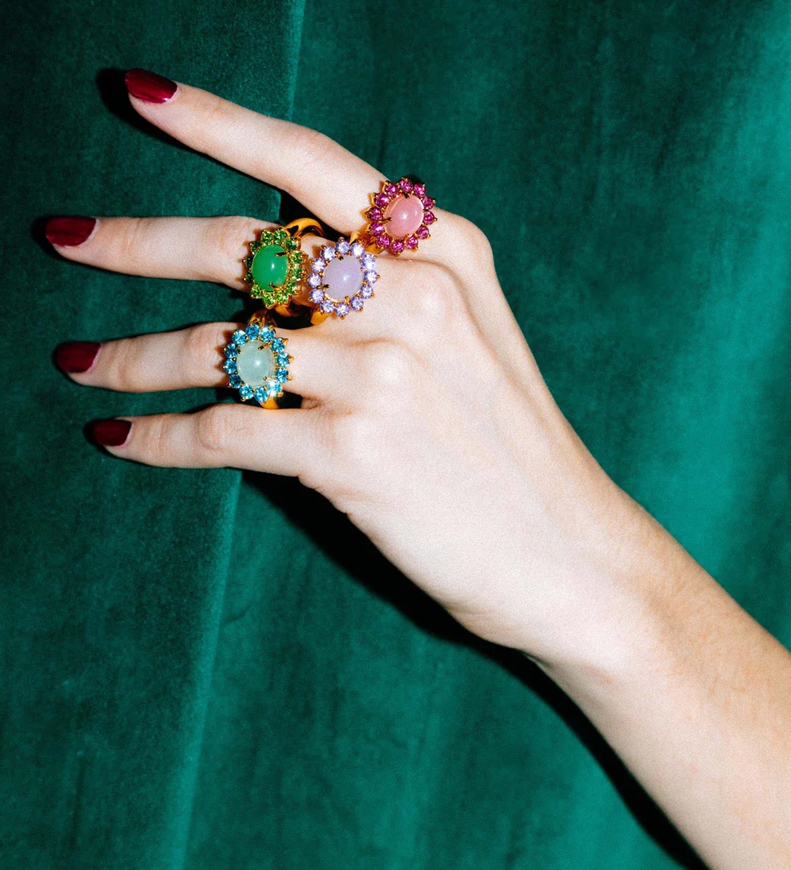 Georgie Ring 24k Gold Plated, Glass Stone, Acrylic Stone