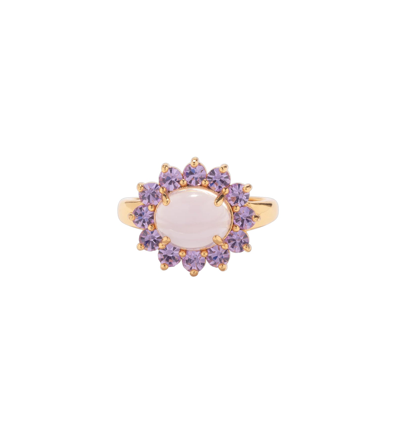 Georgie Ring 24k Gold Plated, Glass Stone, Acrylic Stone