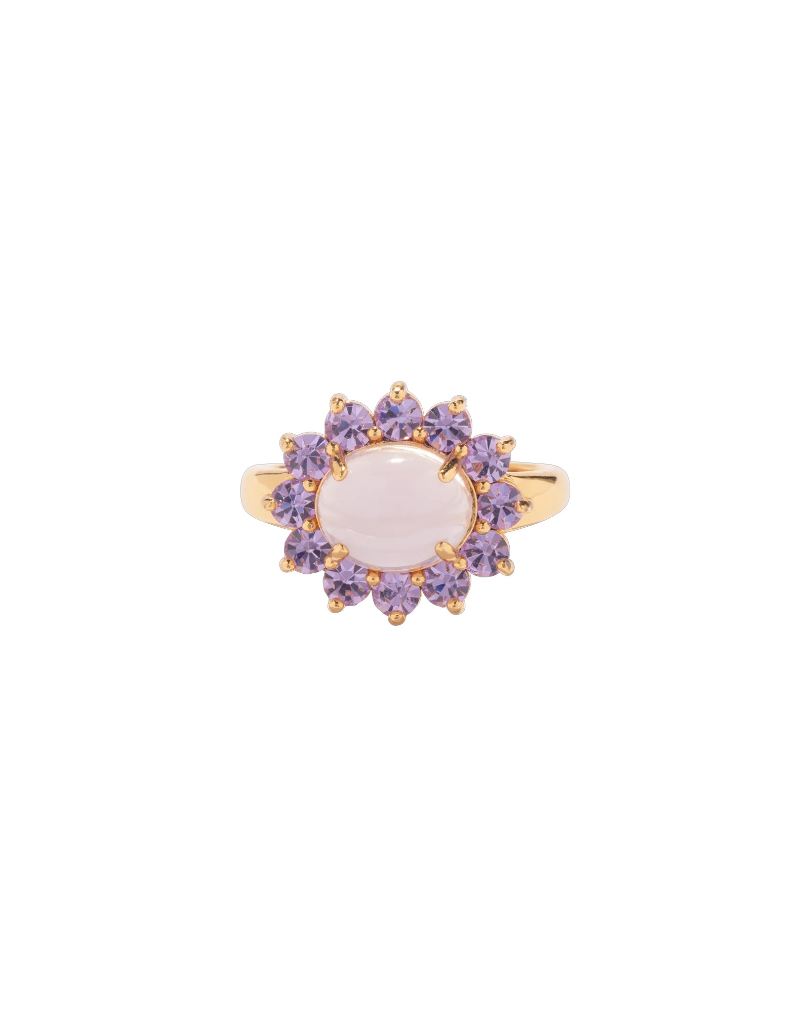 Georgie Ring 24k Gold Plated, Glass Stone, Acrylic Stone