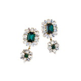 Grand Dame Earrings 18k Gold Plated, Emerald, Cubic Zirconia