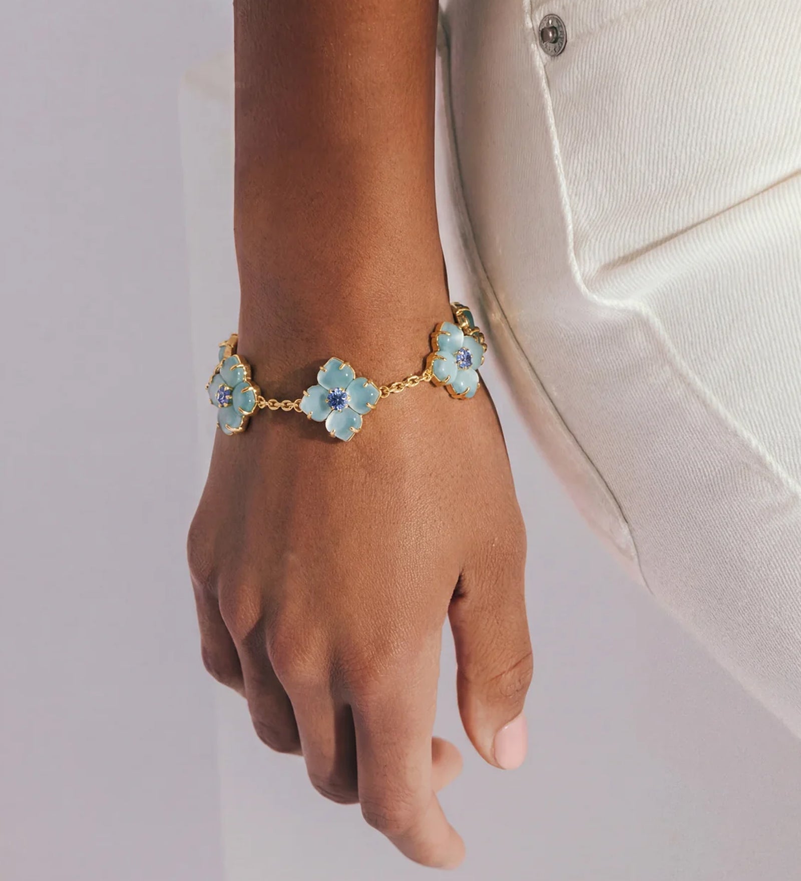 Hydrangea Bracelet 18k Gold Plated, Glass Stones