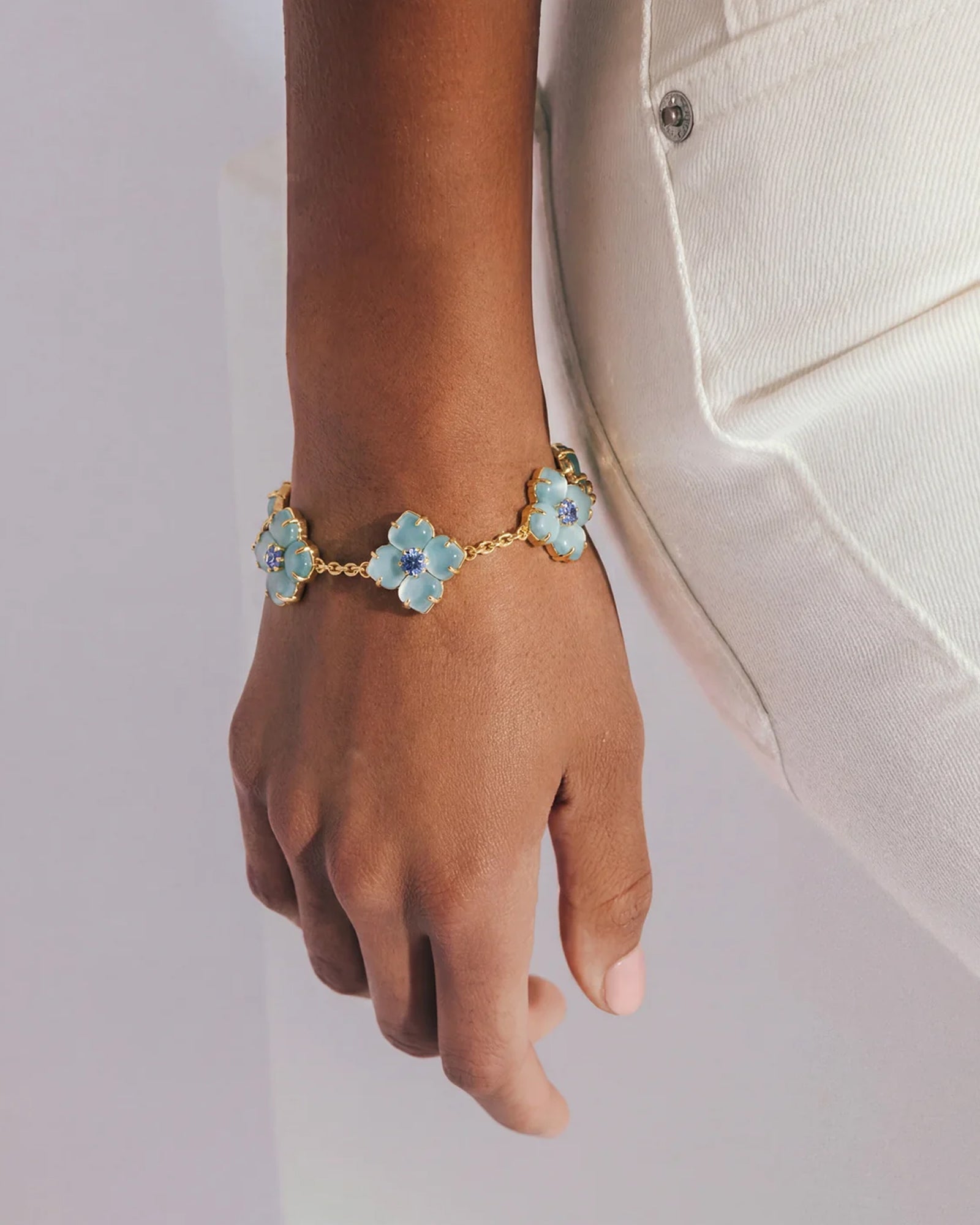 Hydrangea Bracelet 18k Gold Plated, Glass Stones