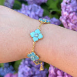 Hydrangea Bracelet 18k Gold Plated, Glass Stones