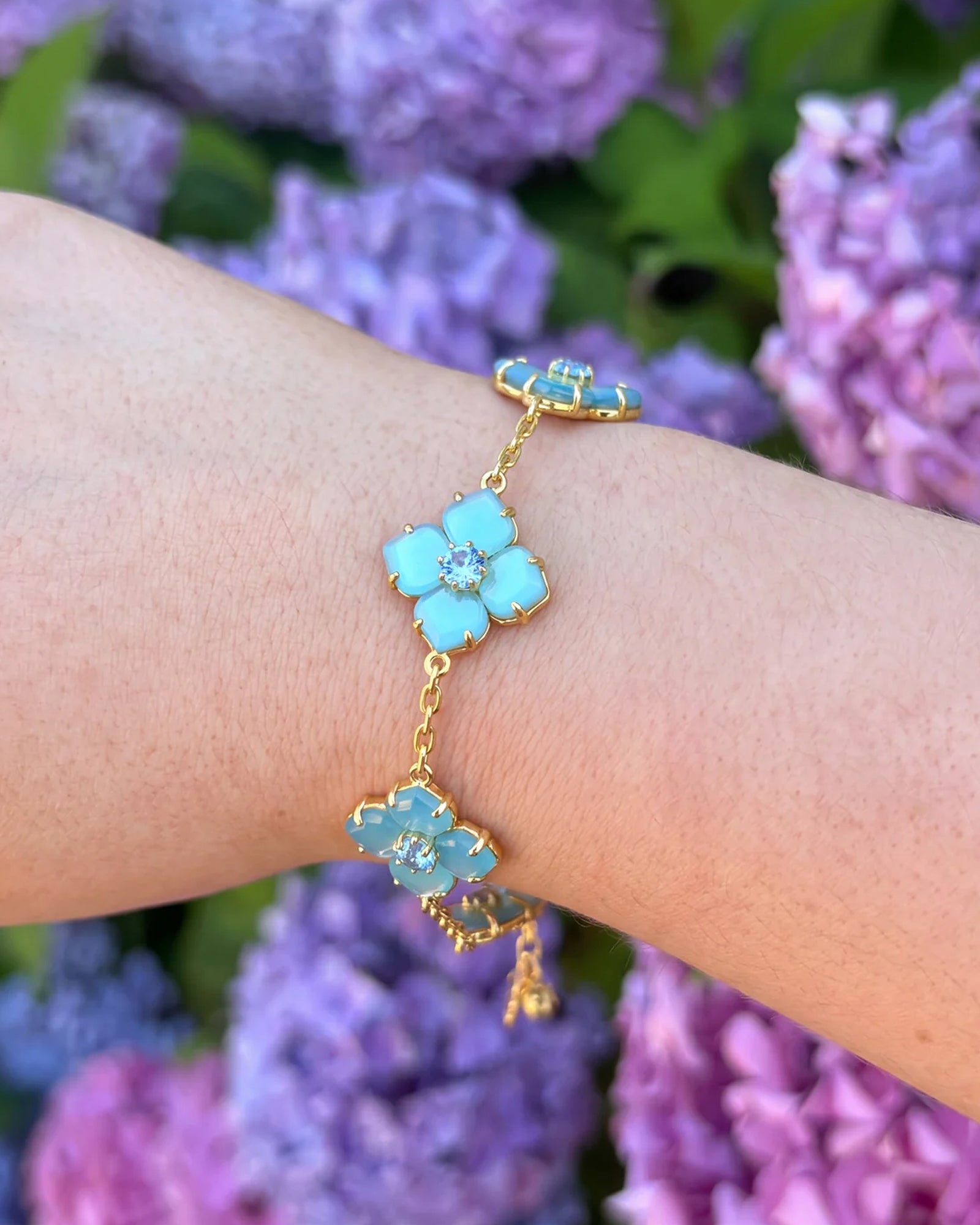 Hydrangea Bracelet 18k Gold Plated, Glass Stones