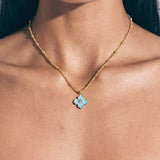 Hydrangea Necklace 18k Gold Plated, Glass Stones